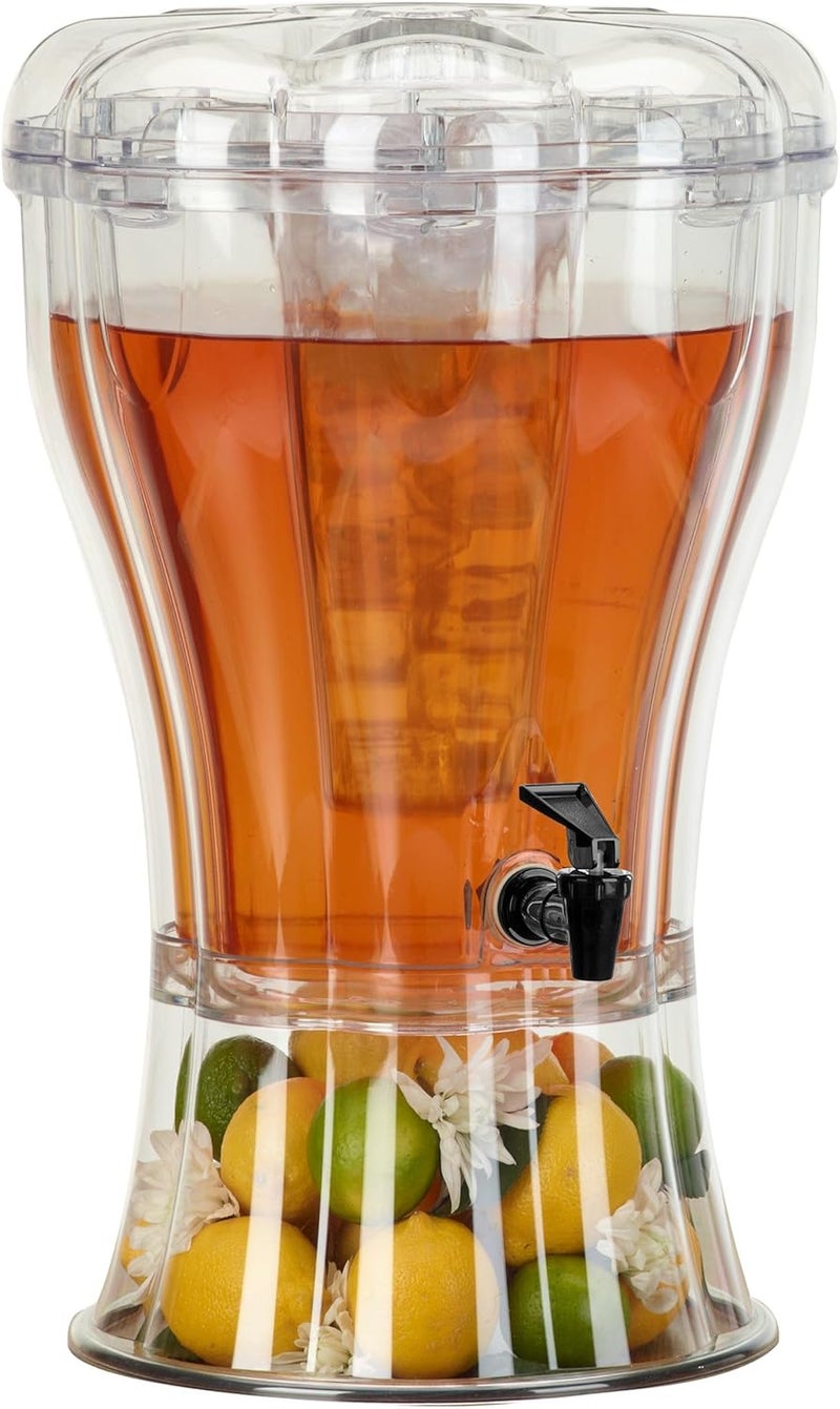 Buddeez Clear Drink 3.5 Gallon Plastic Beverage, Comes with Stand, Spigot, Ice Cone, Large Punch Dispenser for Parties - Image 1